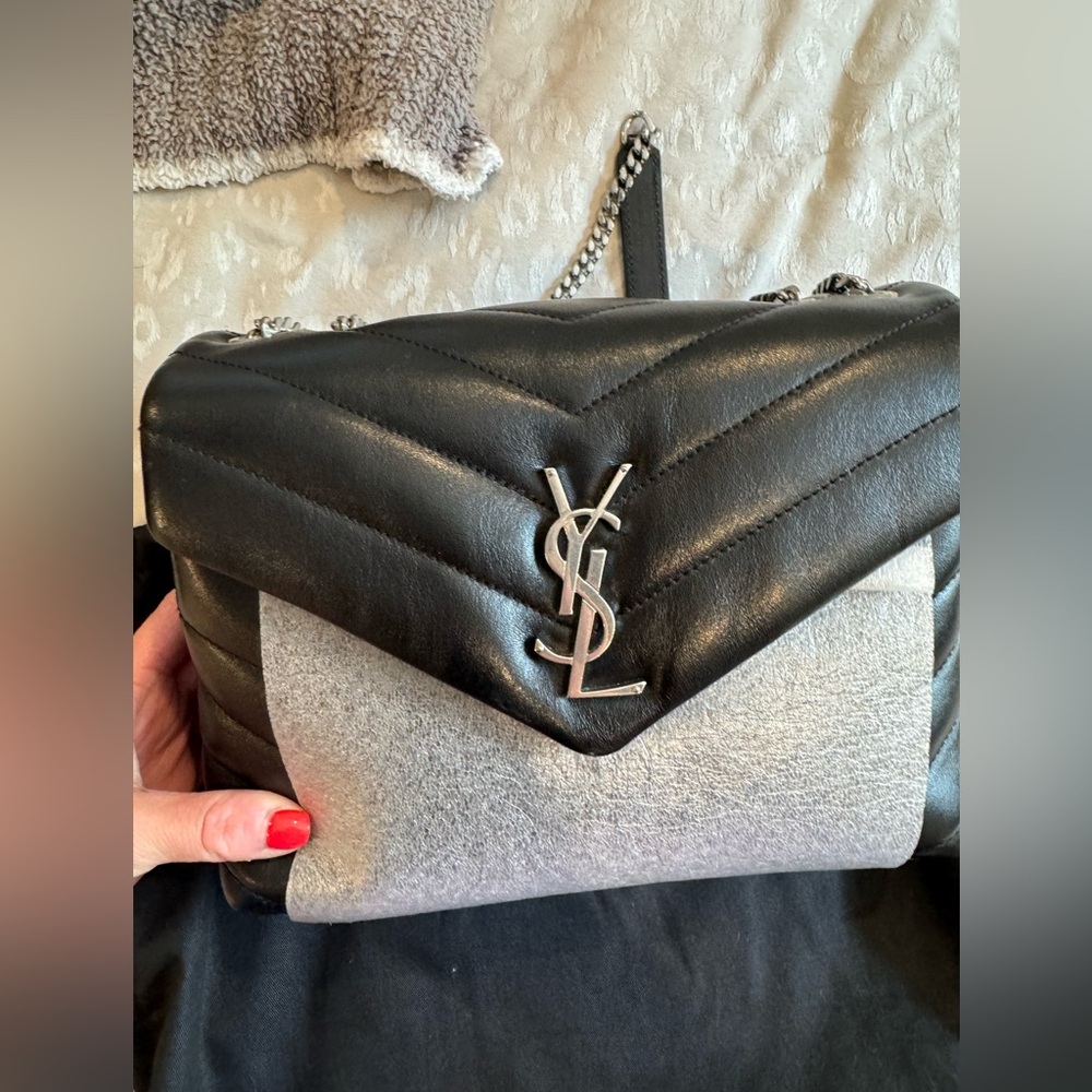 Saint Laurent small Lou Lou black with sliver hardware